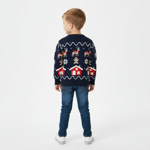 Navy Blue Christmas Sweater for Toddler and Kids Boys 3
