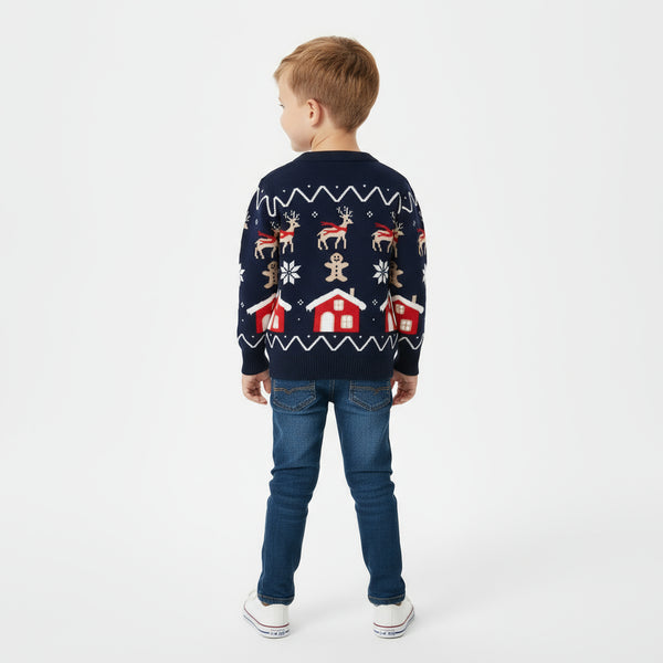 Navy Blue Christmas Sweater for Toddler and Kids Boys 3