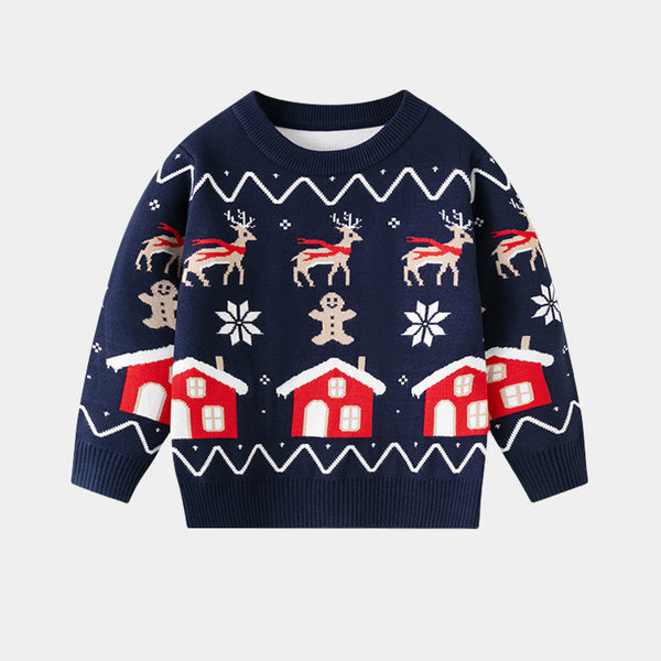 Navy Blue Christmas Sweater for Toddler and Kids Boys 4
