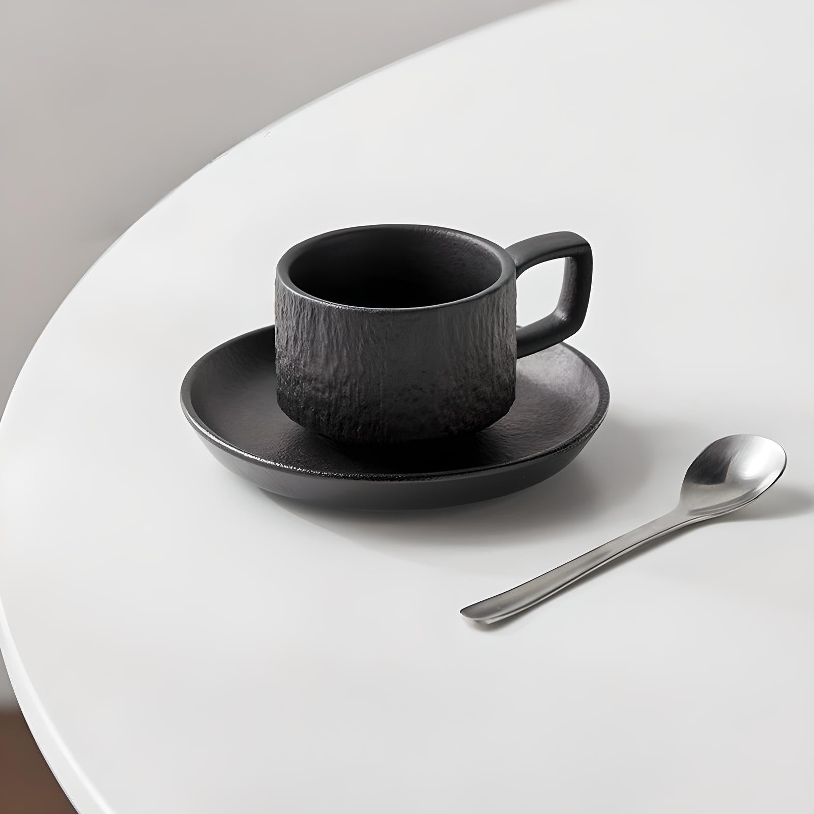 Stone-Textured Modern Espresso Cup Set | Designer Porcelain - Yarafly 