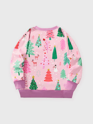 Girls Toddler and Kids Two-Tone Sweatshirt - Pink with Purple Trim