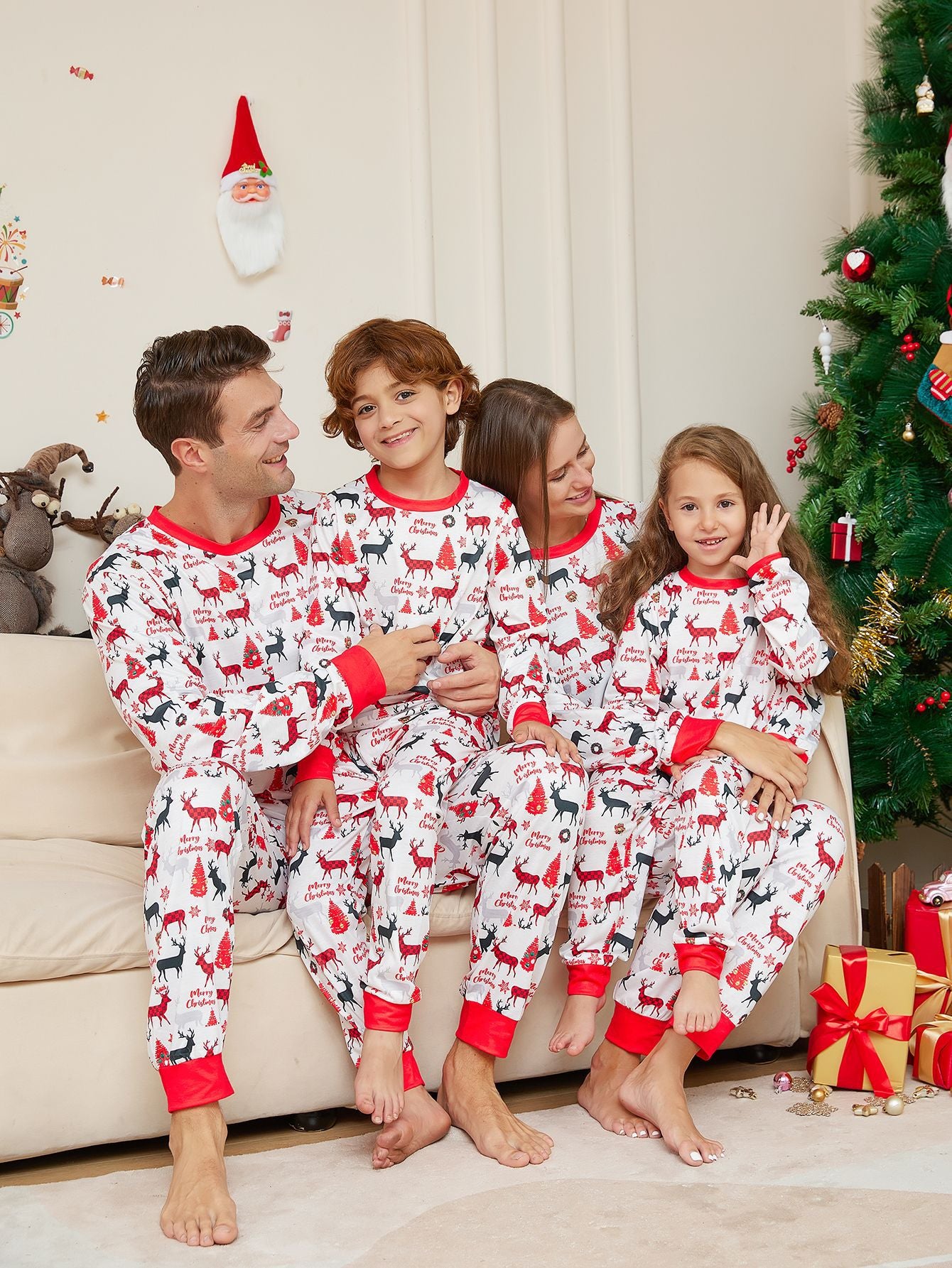 Reindeer Family Matching Pajamas | Christmas PJs | Holiday Loungewear - Yarafly 