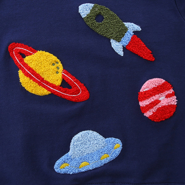 Toddler & Kids Navy Blue Space Rocket Sweatshirt (2T–7T)