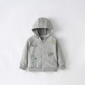 Toddler & Kids Gray Doodle Print Hoodie Jacket (2T–7T)