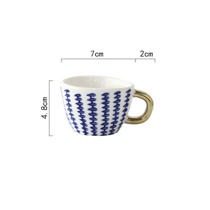 Mediterranean Hand-Painted Geometric Porcelain Espresso Cup - Yarafly 