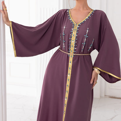 Mauve Silk Jalabiya Dress - Yarafly 