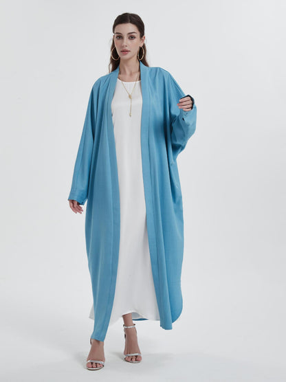 Sky Blue Open Abaya | Modern Minimalist Cardigan | Modest Fashion - Yarafly 