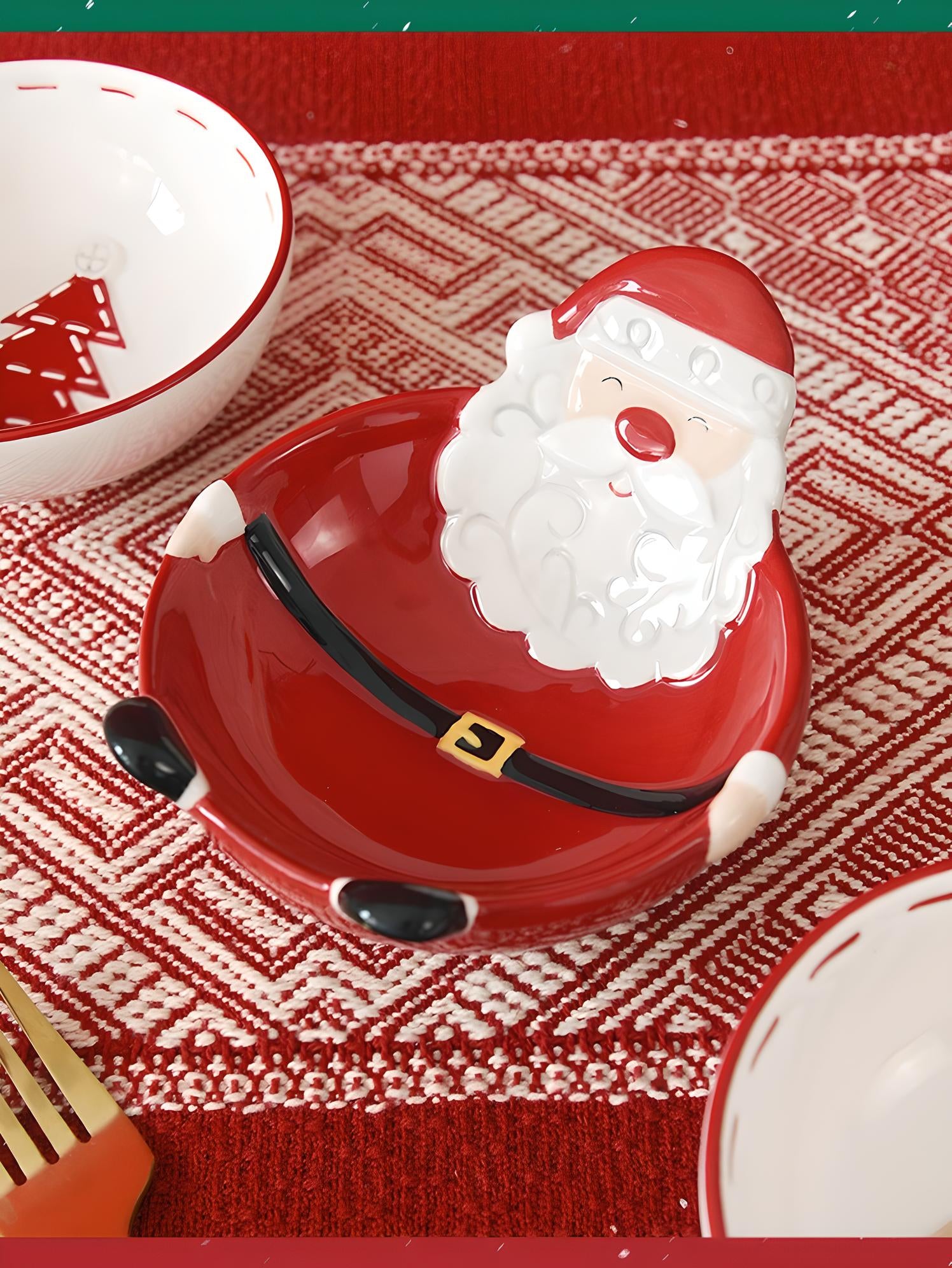 Christmas Ceramic Collection: Santa & Reindeer Holiday Tableware - Yarafly 