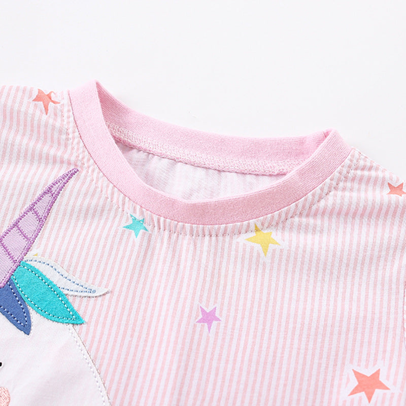 Toddler & Kids Pink Unicorn Pajama Set with Stars - Yarafly
