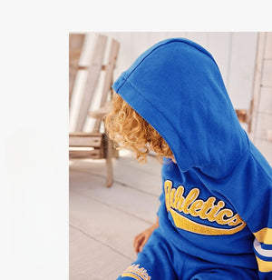 2-Piece Boys Hoodie & Shorts Set - Blue "Athletics"