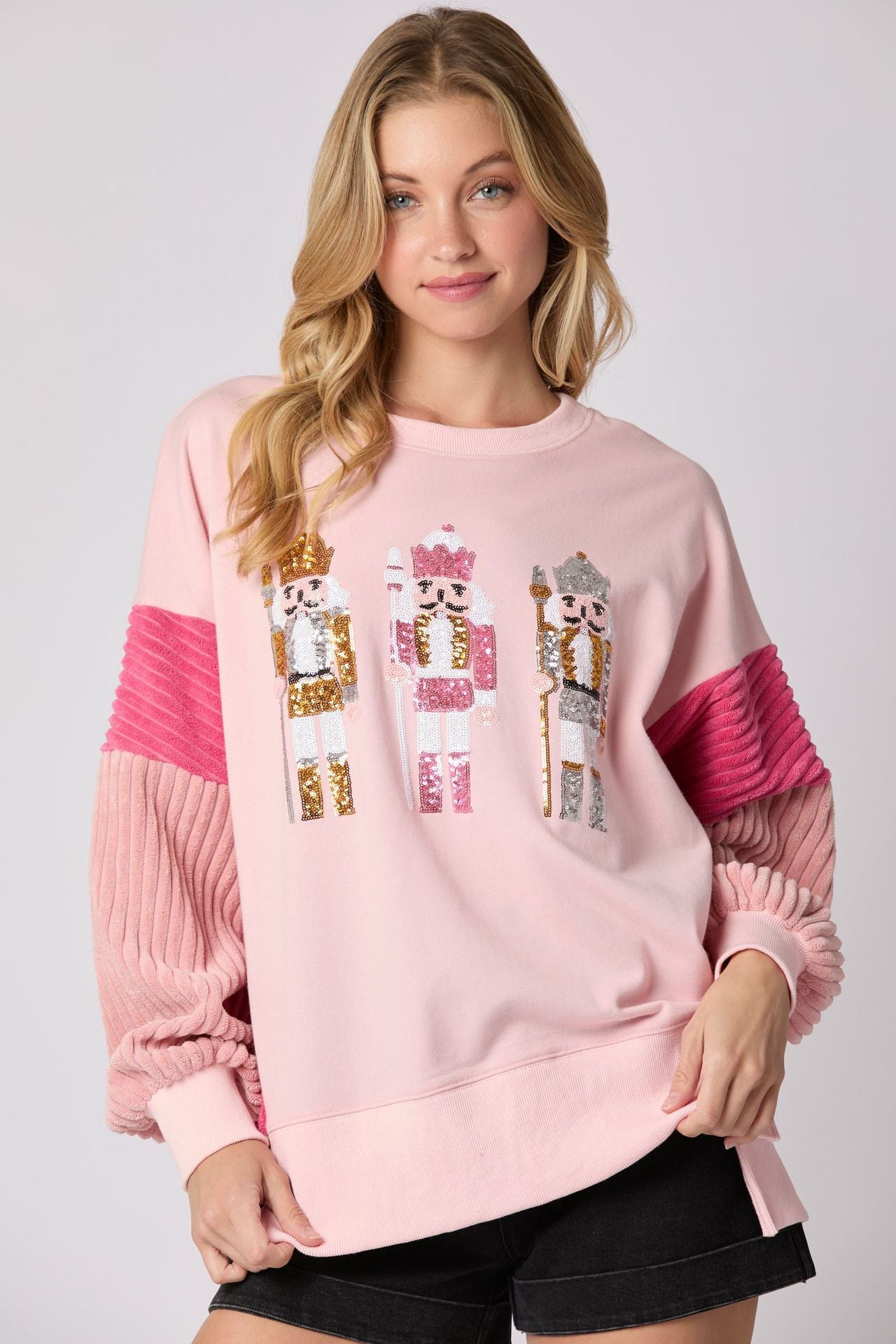 Sequin Nutcracker Sweater | Color Block Holiday Pullover | Christmas Fashion - Yarafly 