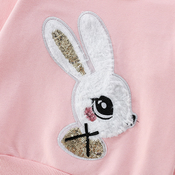Toddler & Kids Pink Bunny Sweatshirt with Sparkle Detail