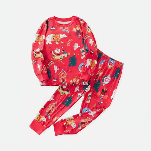 Toddler & Kids Red Christmas Storybook Pajama Set (3T–8T)