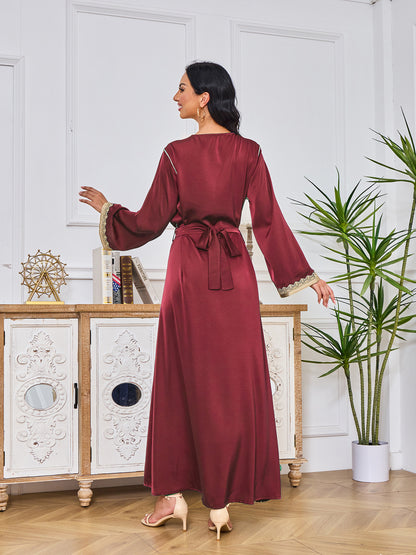 Janna Moroccan Burgundy Kaftan Dress - Yarafly 