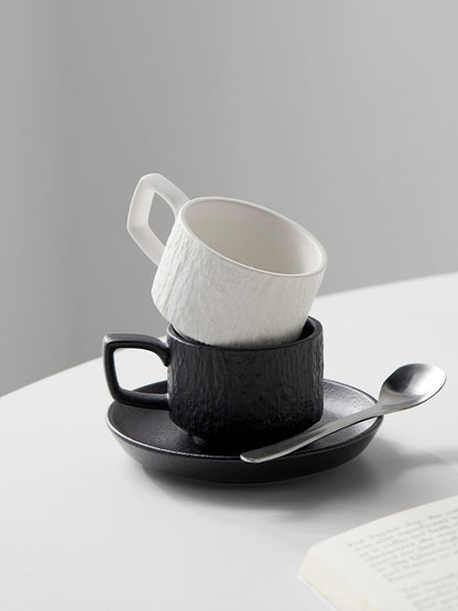 Stone-Textured Modern Espresso Cup Set | Designer Porcelain - Yarafly 