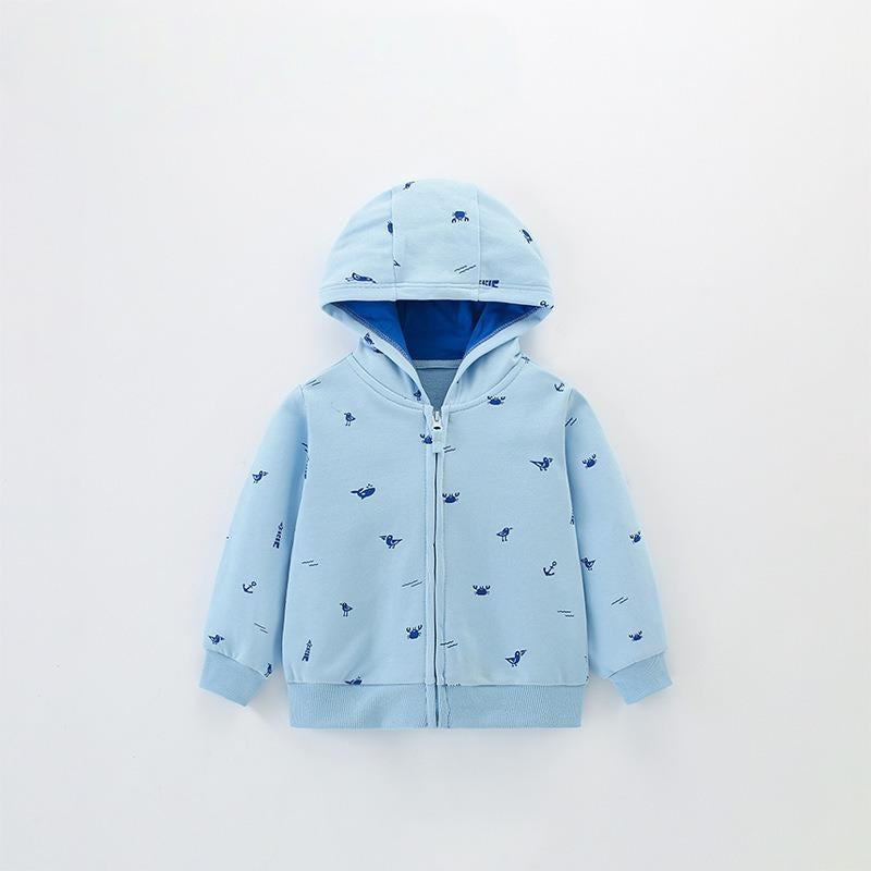Toddler & Kids Blue Tropical Print Hoodie Jacket (2T–7T)