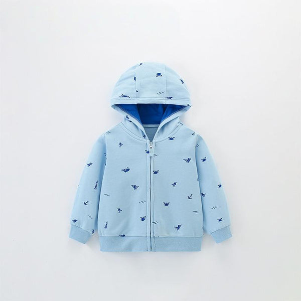 Toddler & Kids Blue Tropical Print Hoodie Jacket (2T–7T)