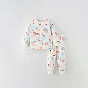 Toddler & Kids White Animal Print Pajama Set - Yarafly