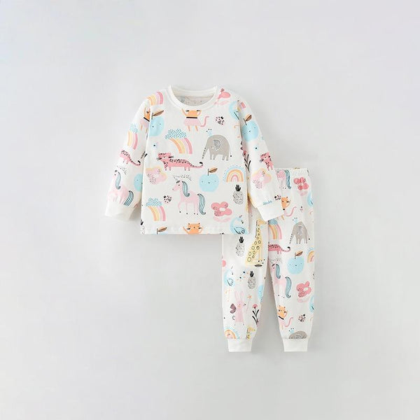 Toddler & Kids White Animal Print Pajama Set - Yarafly