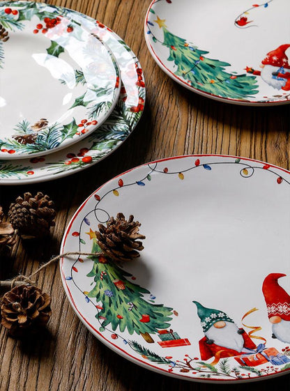 Enchanting Christmas Gnome Dinner Plates Set - Yarafly 