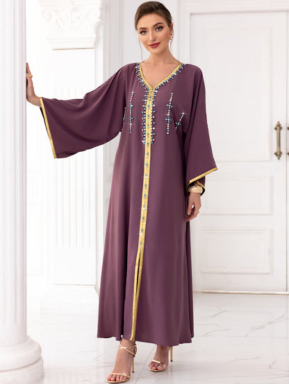 Mauve Silk Jalabiya Dress - Yarafly 