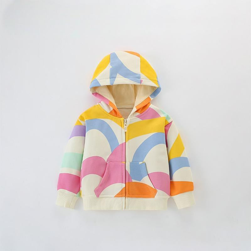 Toddler & Kids Rainbow Color Block Zip Hoodie Jacket (2T–7T)