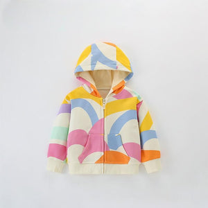 Toddler & Kids Rainbow Color Block Zip Hoodie Jacket (2T–7T)
