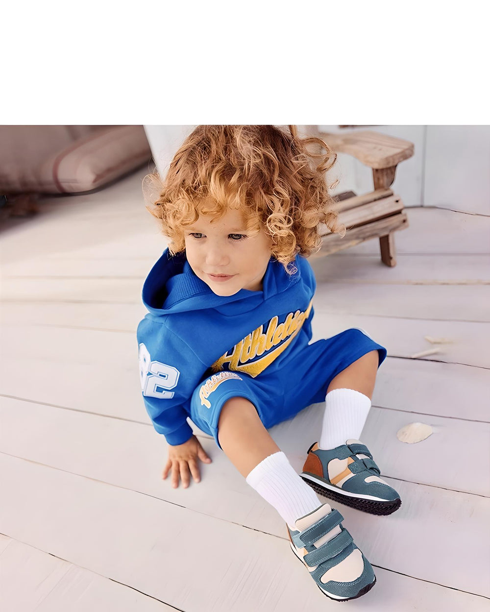 2-Piece Boys Hoodie & Shorts Set - Blue "Athletics"