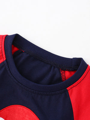 Red and Navy Blue Santa Pajama Set for Toddler and Kids Boys