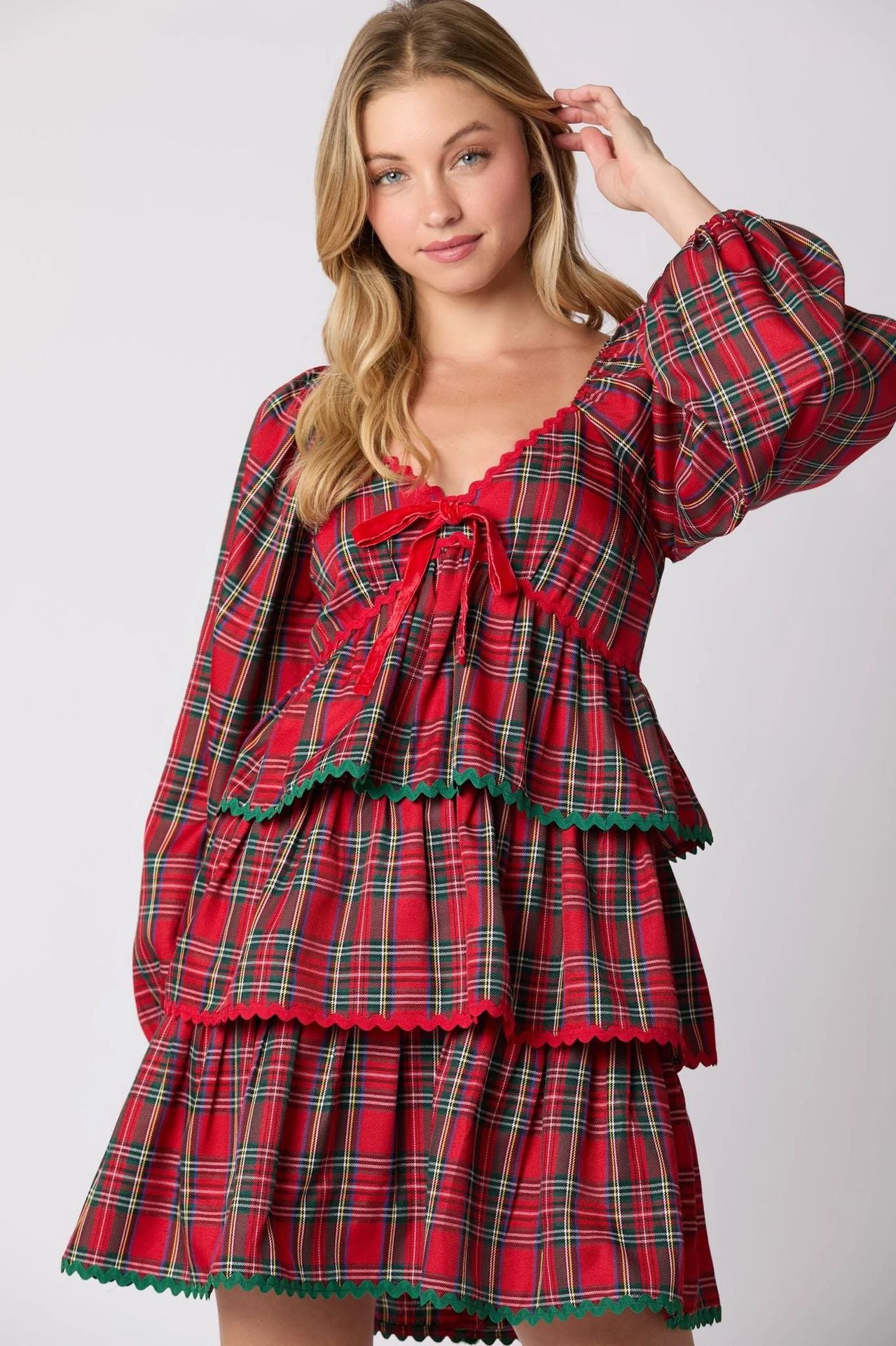 HIGHLAND ROMANCE | Tiered Plaid Mini Dress | Holiday '24 Collection - Yarafly 