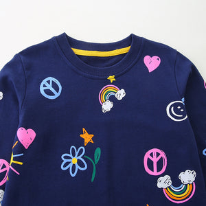 Toddler & Kids Navy Rainbow Sun Print Sweatshirt (2T–7T)