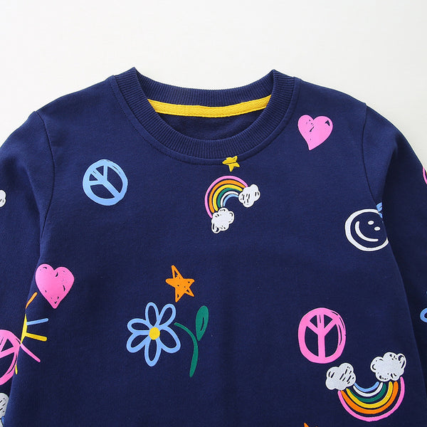 Toddler & Kids Navy Rainbow Sun Print Sweatshirt (2T–7T)