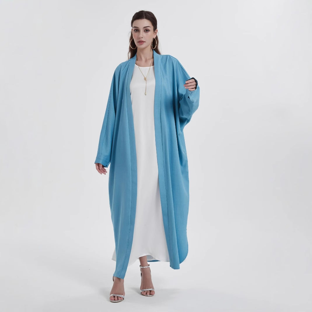 Sky Blue Open Abaya | Modern Minimalist Cardigan | Modest Fashion - Yarafly 