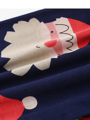Red and Navy Blue Santa Pajama Set for Toddler and Kids Boys