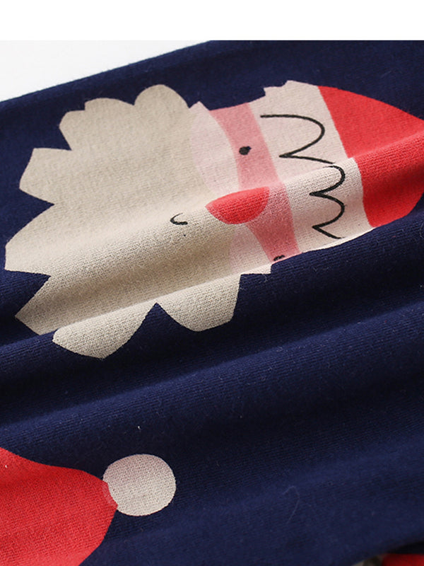 Red and Navy Blue Santa Pajama Set for Toddler and Kids Boys