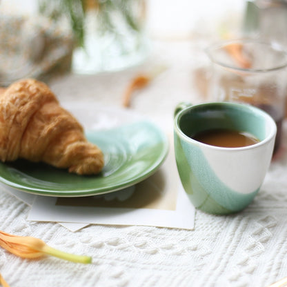 Green Fine Porcelain Espresso Cup with Saucer  80ml - Yarafly 