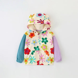 Toddler & Kids Colorful Flower Print Zip-Up Hoodie Jacket (2T-7T)