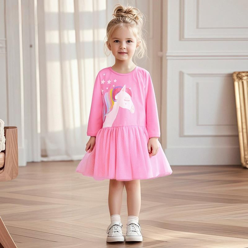 Toddler & Kids Pink Unicorn Tulle Dress – Birthday Party Outfit - Yarafly