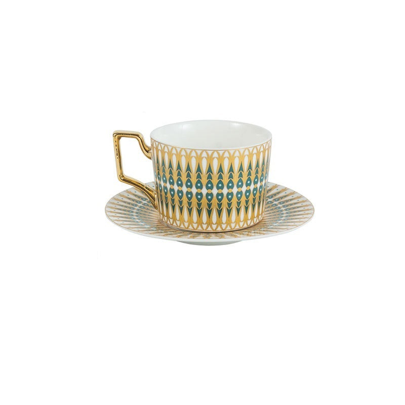 British Bone China Teacup & Saucer with Moroccan-Inspired Design - Yarafly 