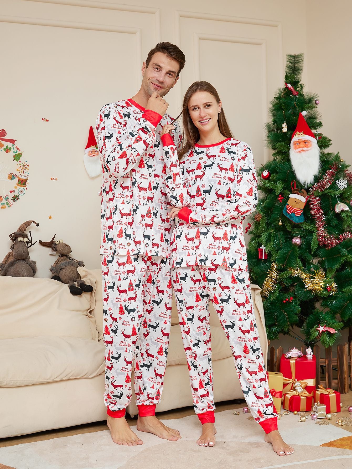 Reindeer Family Matching Pajamas | Christmas PJs | Holiday Loungewear - Yarafly 