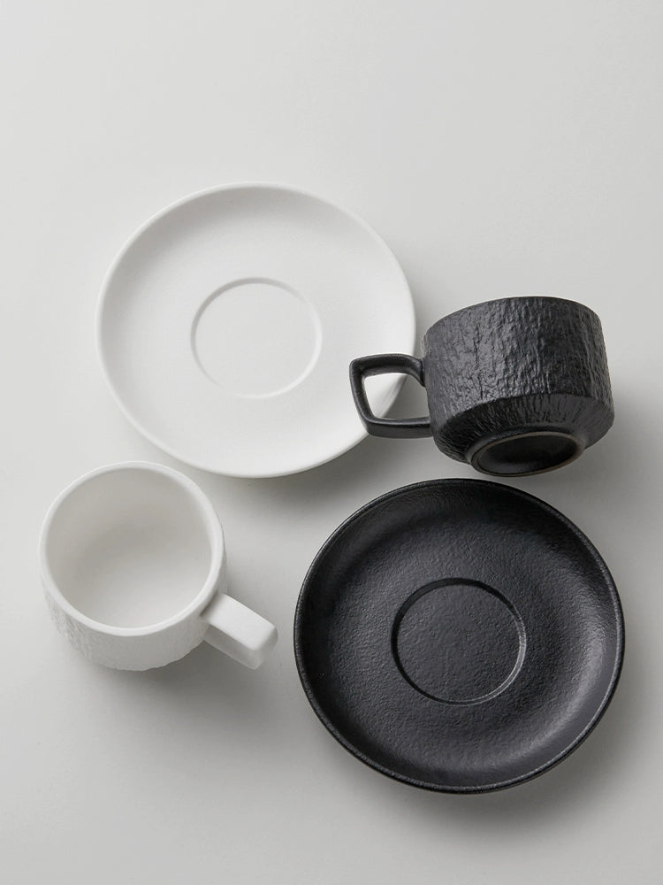 Stone-Textured Modern Espresso Cup Set | Designer Porcelain - Yarafly 