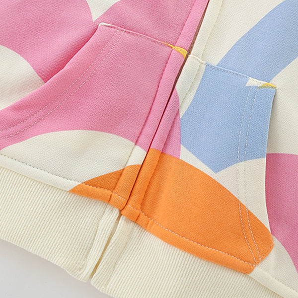 Toddler & Kids Rainbow Color Block Zip Hoodie Jacket (2T–7T)