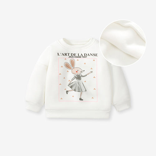 Toddler & Kids White Bunny Ballerina Sweatshirt - Yarafly