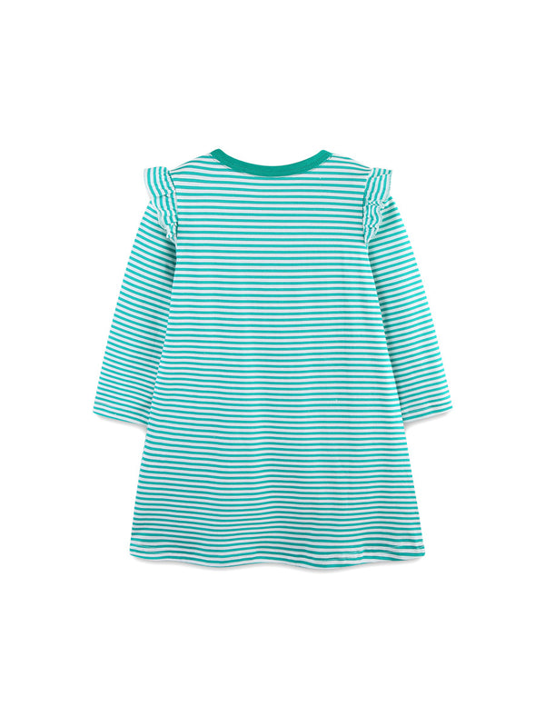 Girls Autumn Cartoon Flower Patches Striped Princess Dress - Sizes 2T to 7T