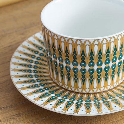 British Bone China Teacup & Saucer with Moroccan-Inspired Design - Yarafly 