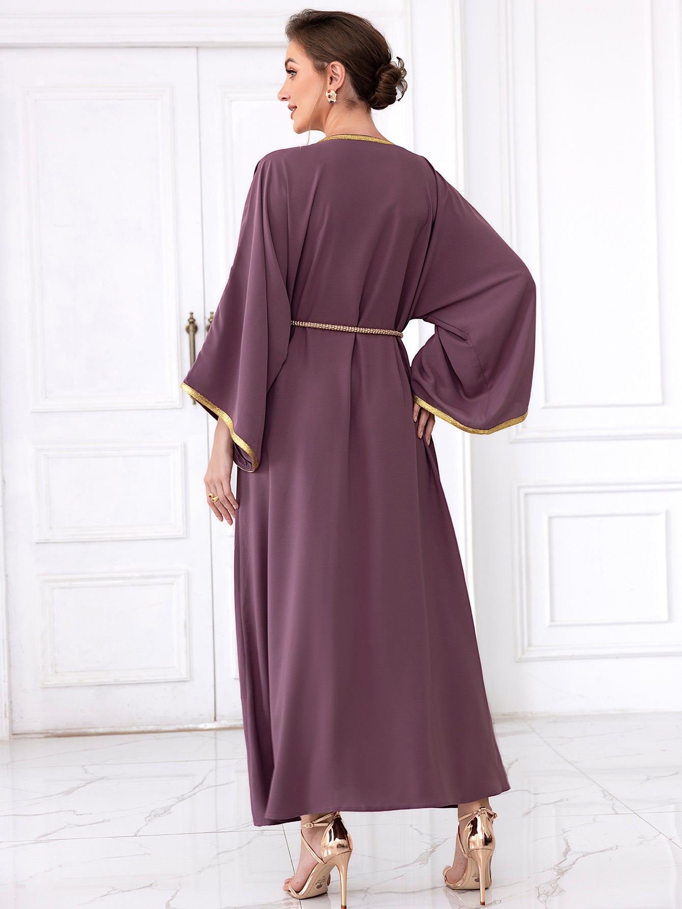 Mauve Silk Jalabiya Dress - Yarafly 