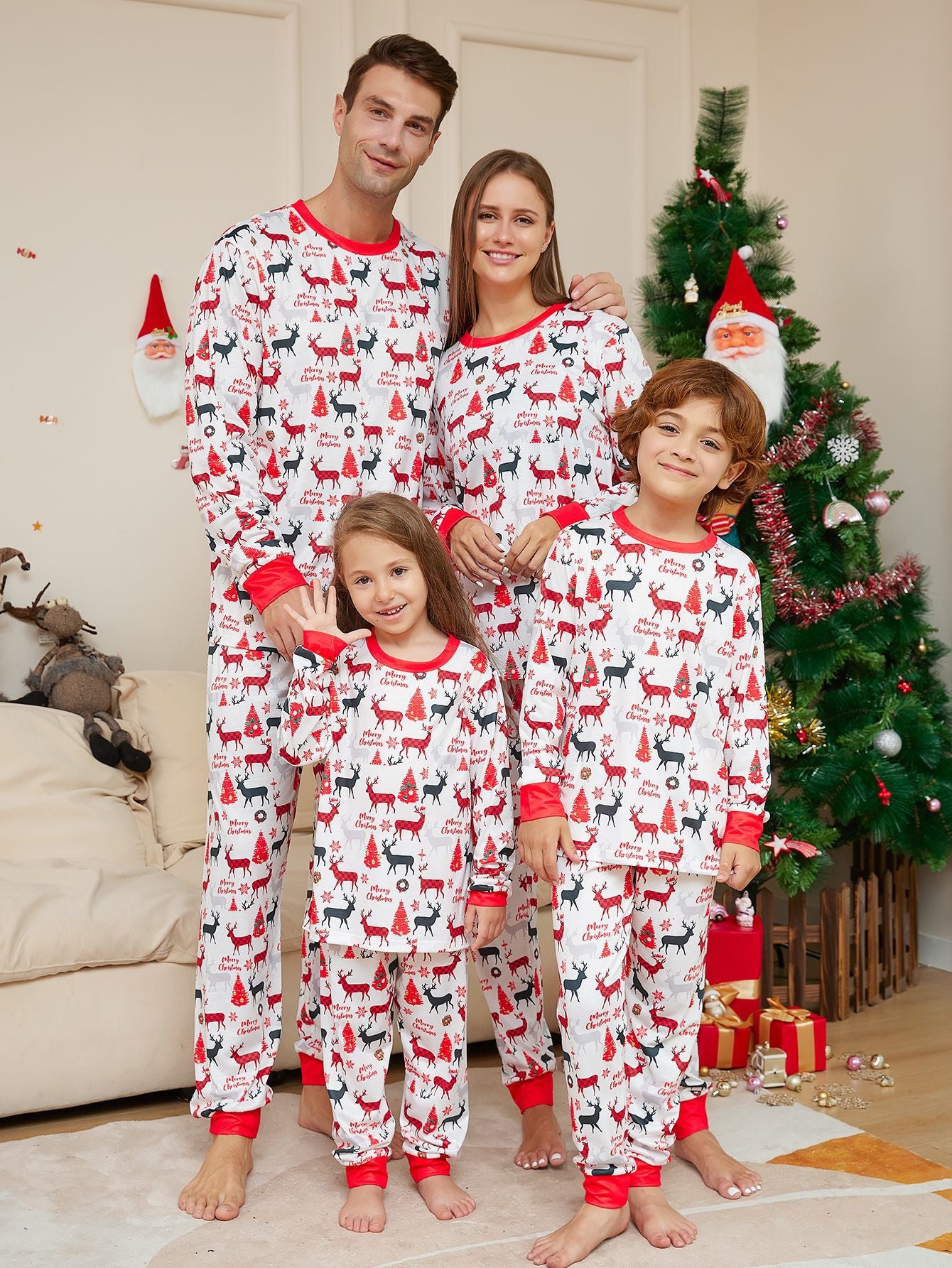 Reindeer Family Matching Pajamas | Christmas PJs | Holiday Loungewear - Yarafly 