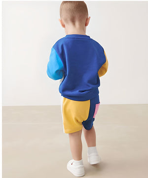 Color Block Sweatshirt & Shorts Set