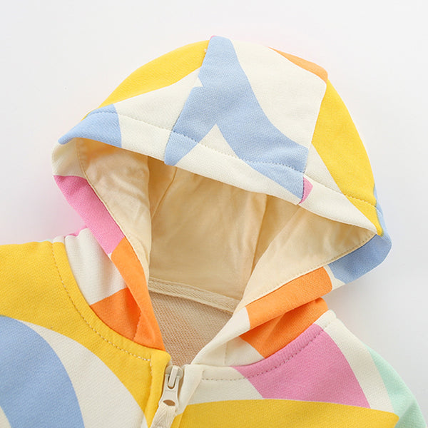 Toddler & Kids Rainbow Color Block Zip Hoodie Jacket (2T–7T)