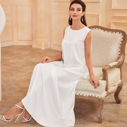 Modern White Sleeveless Maxi Dress | Elegant Column Dress - Yarafly 